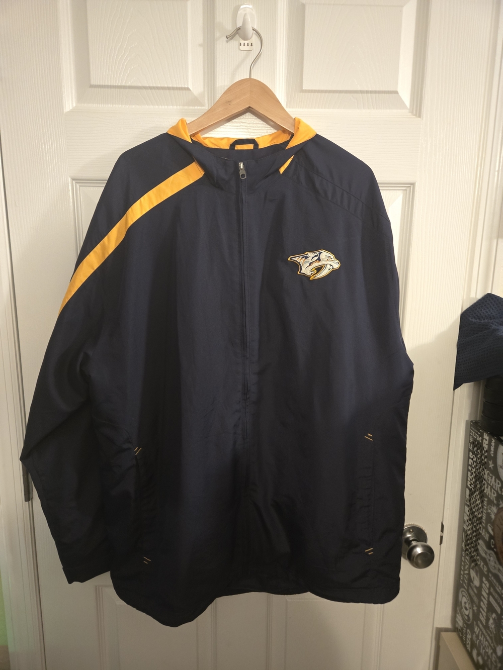 Reebok Navy and Gold Nashville Predators Windbreaker Jacket